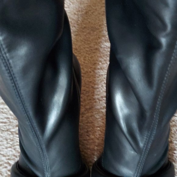 VEGAN LEATHER KNEE HIGH BOOTS WITH TOE STRAP - Picture 5 of 8